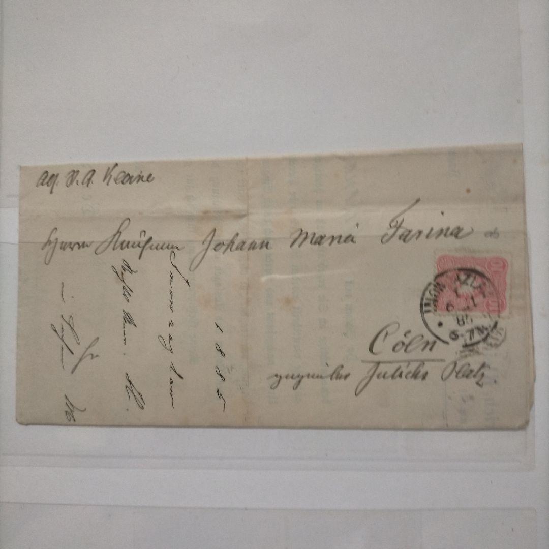 「貴重品」ドイツ 古切手1880年代実遞封ペニーの10pfファインコーズト実遞封