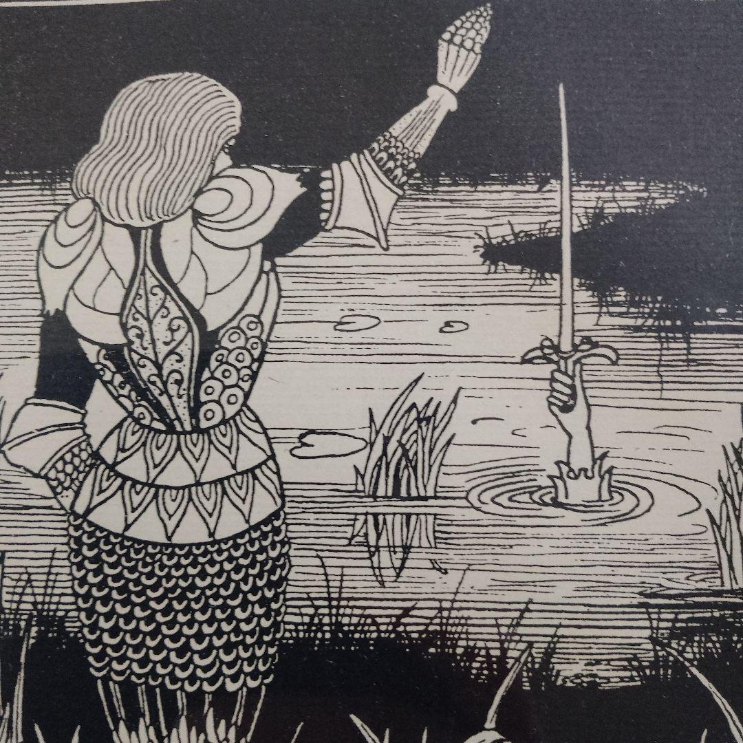 オーブリービアズリー　大判ラインブロック『アーサー王物語 エクスカリバーの返還』