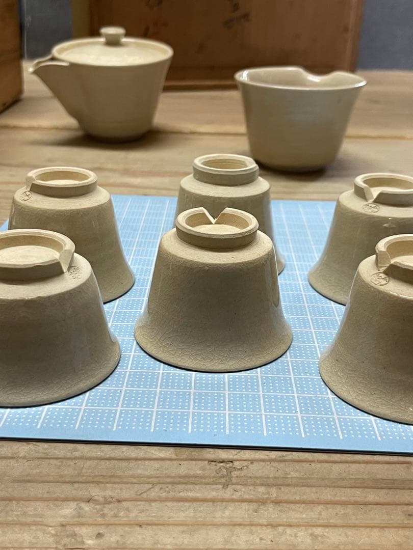 崇峰山窯　三浦崇男　萩焼　煎茶器【m1124 茶道具　骨董品　茶器　茶道 】