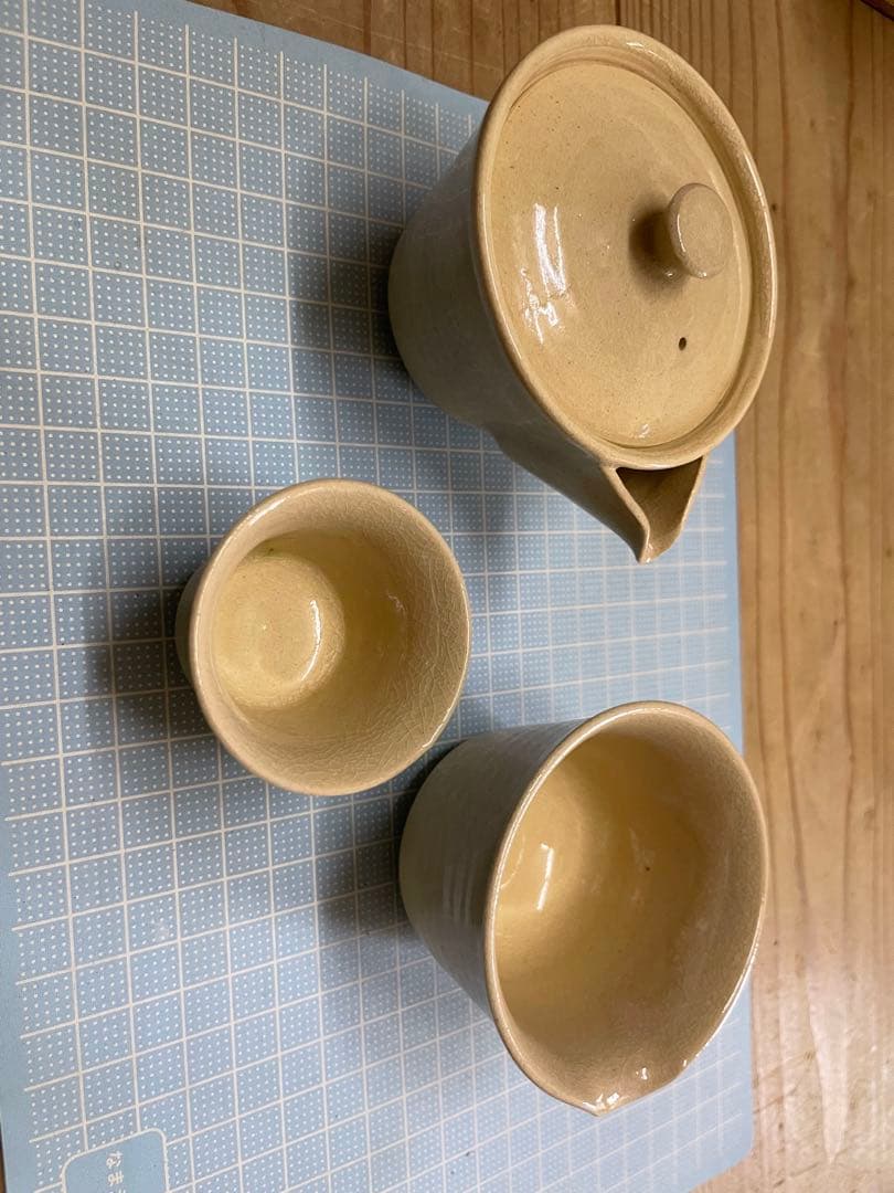 崇峰山窯　三浦崇男　萩焼　煎茶器【m1124 茶道具　骨董品　茶器　茶道 】