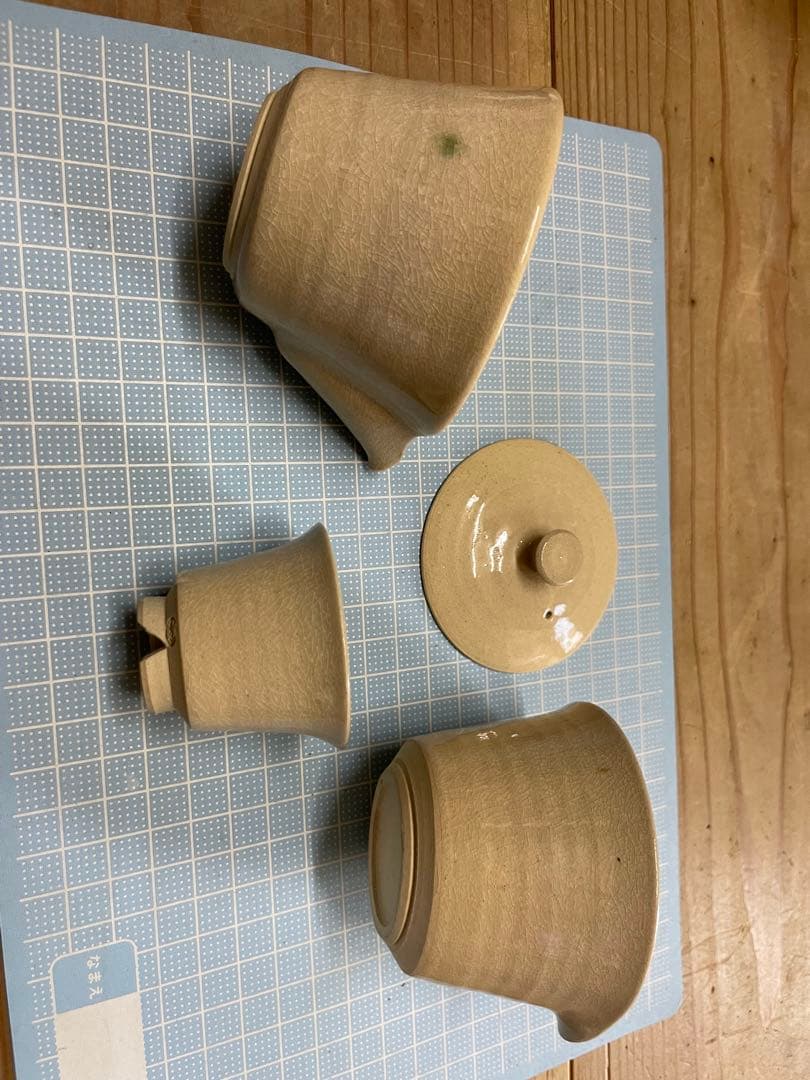 崇峰山窯　三浦崇男　萩焼　煎茶器【m1124 茶道具　骨董品　茶器　茶道 】