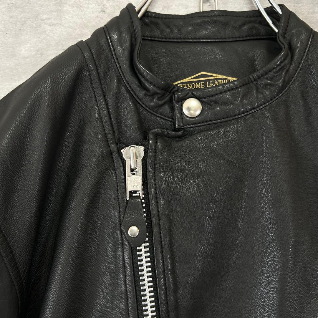 AWESOME LEATHER ゴートレザー　ライダースジャケット ブラック