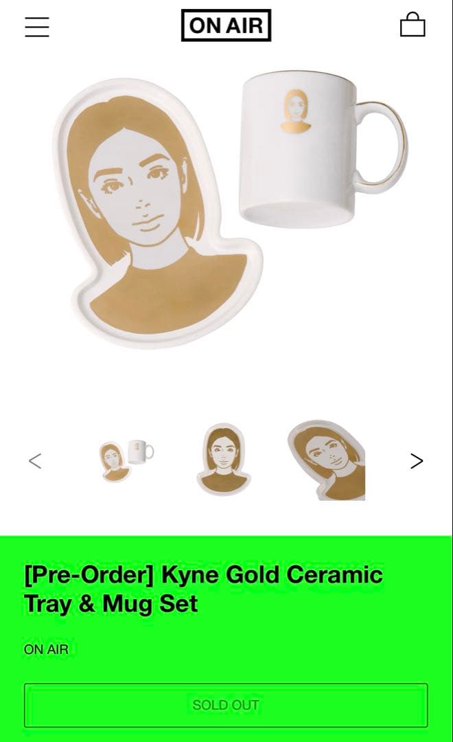 その他 Kyne Gold Ceramic Tray & Mug Set ON AIR