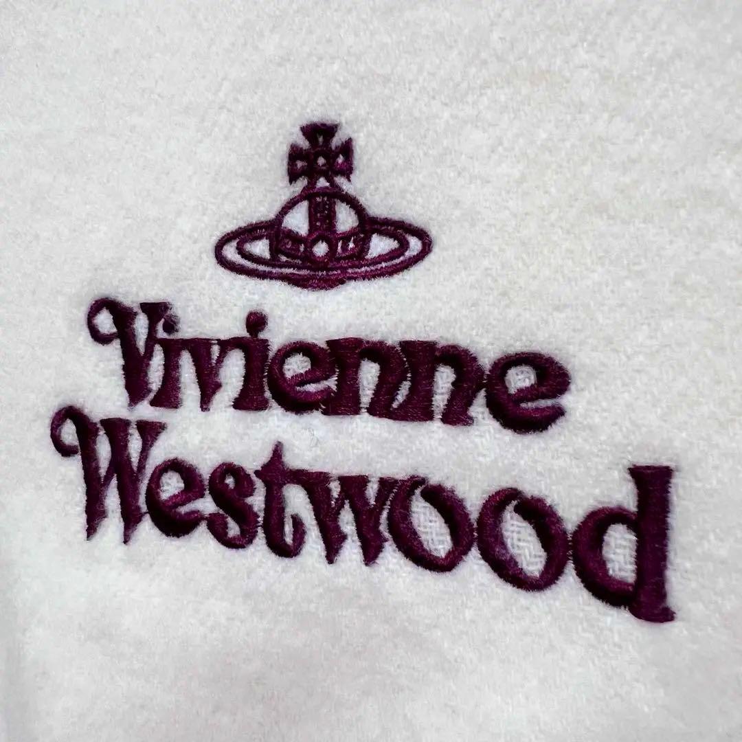 Vivienne Westwood オーブロゴ刺繍 フリンジマフラー 羊毛 白