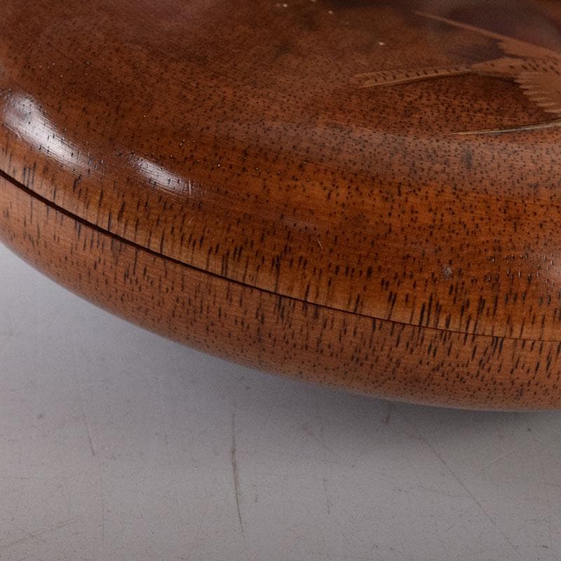 茶道具　中林星山造　黒柿　時鳥蒔絵　香合　共箱　V　7901