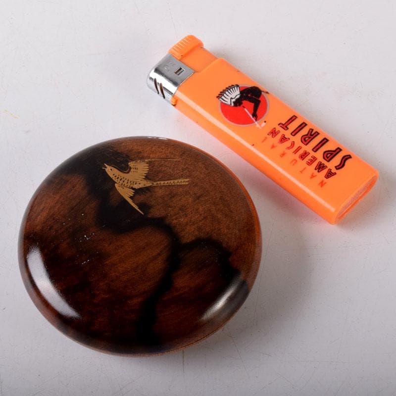 茶道具　中林星山造　黒柿　時鳥蒔絵　香合　共箱　V　7901