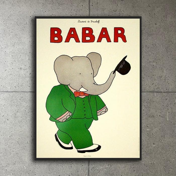 額装品/Babar 1986/ジャンドブリュノフ/インテリア/子供部屋/ポスター