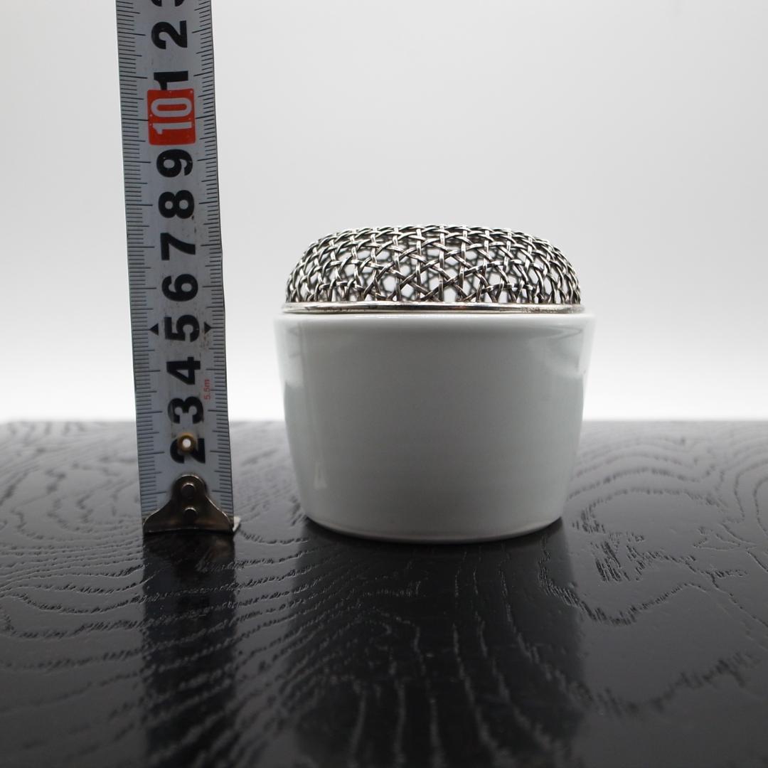 白磁香炉　純銀火屋　銘　永楽