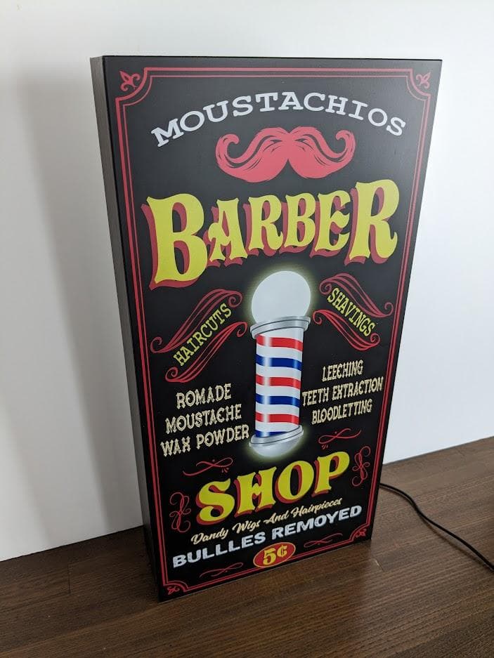 【Lサイズ】バーバー 理容室 床屋 ビンテージ ロカビリー 看板 ライトBOX