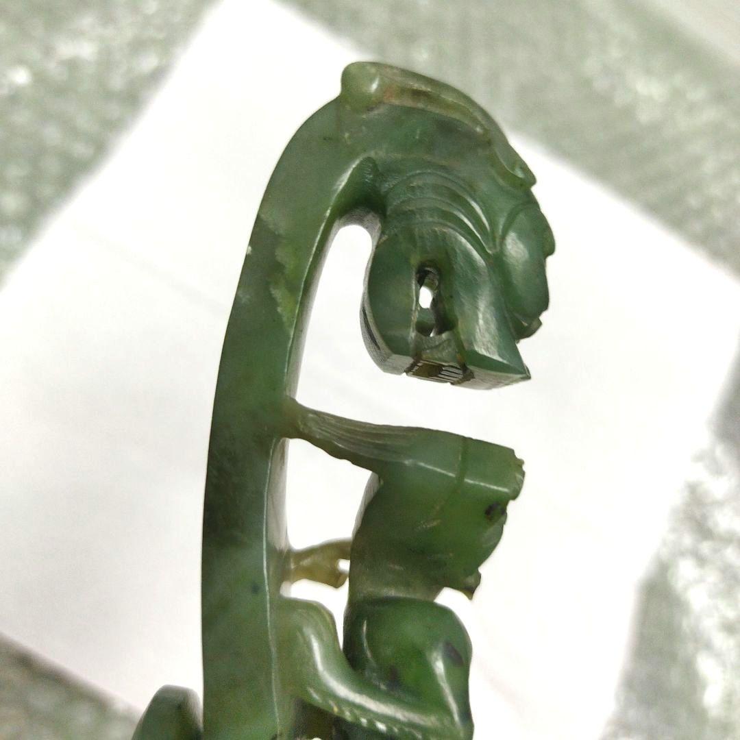 ゆ*う様 中国工芸品 美術 唐物骨董 中国古玩 玉帯鉤 翡翠 龍