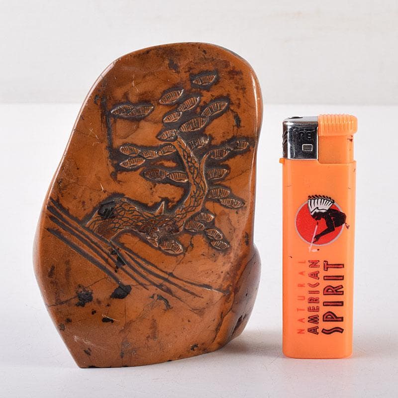 中国　篆刻　玉石彫刻　漢詩山水刻　印材　V　R8564