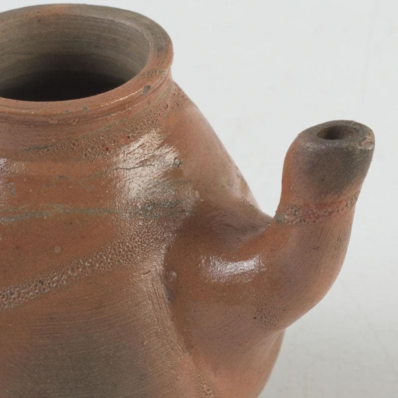 茶道具　備前焼　古備前　火襷　水滴　茶入　袱紗付　共箱二重箱　V　9374