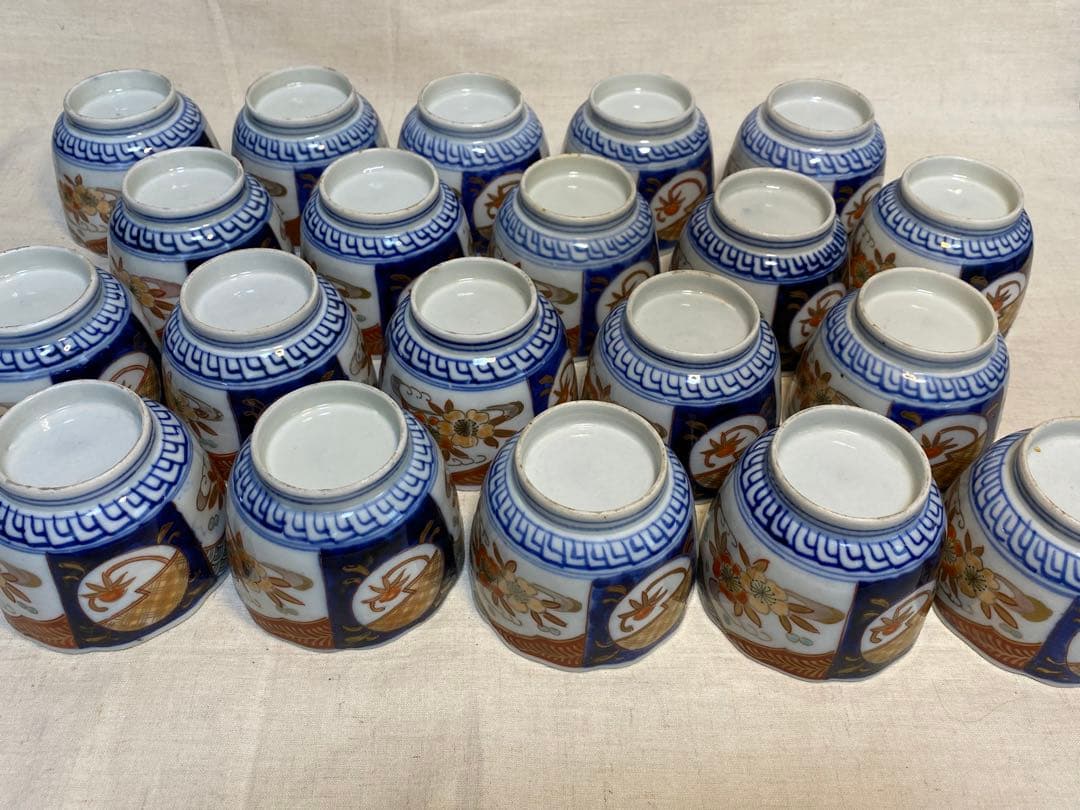 伊万里　古伊万里　色絵　金襴手　ちょこ　猪口　花の図　大正元年　20客