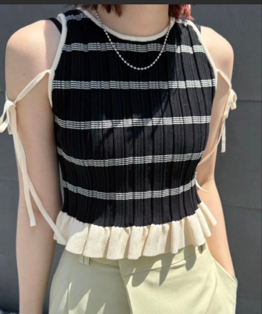 トップス MEDI PURIPURI SHORT KNIT TOP/AMERI