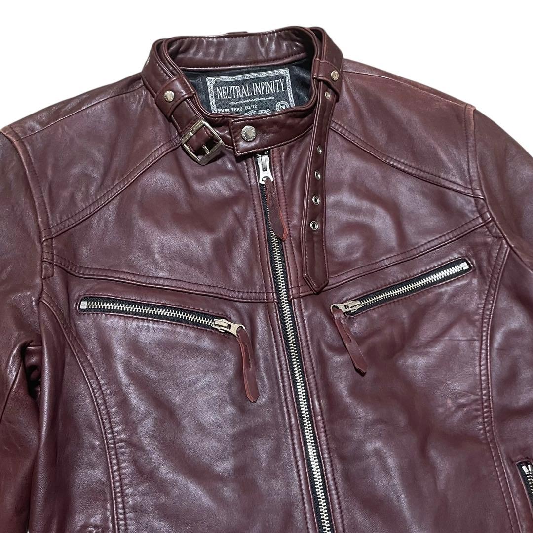 neutral infinity ラムレザー シングルライダース L ボルドー