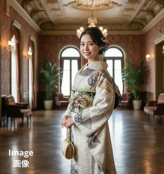 441やまと　金通し　絞り　クリーム灰正絹振袖6点フルセット成人式卒業式謝恩会