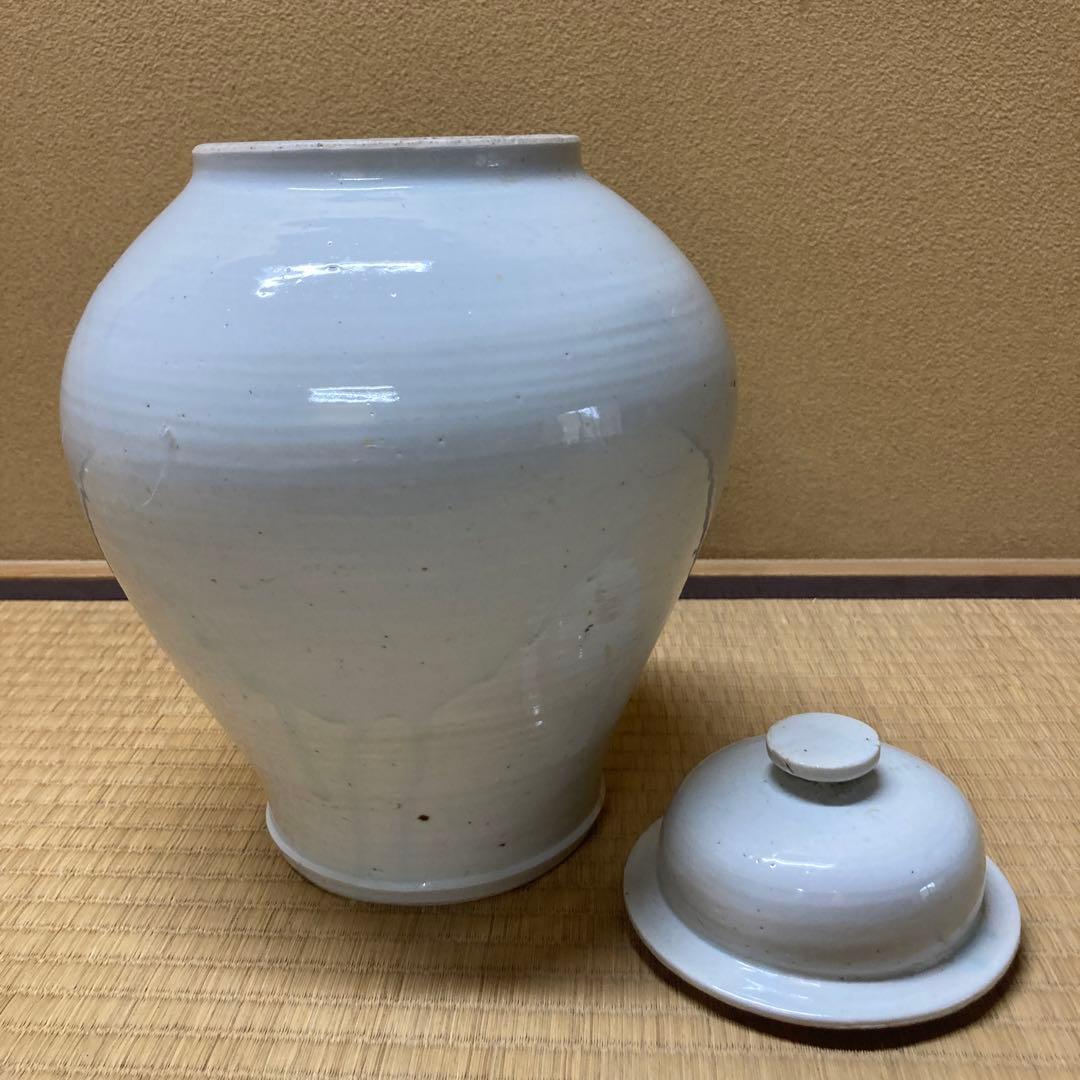 李朝白磁　蓋物壺