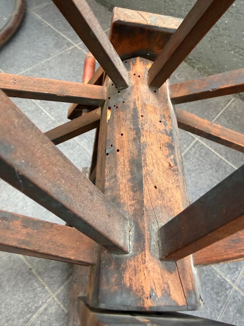 古い手紡ぎ車 糸車　機織　古道具