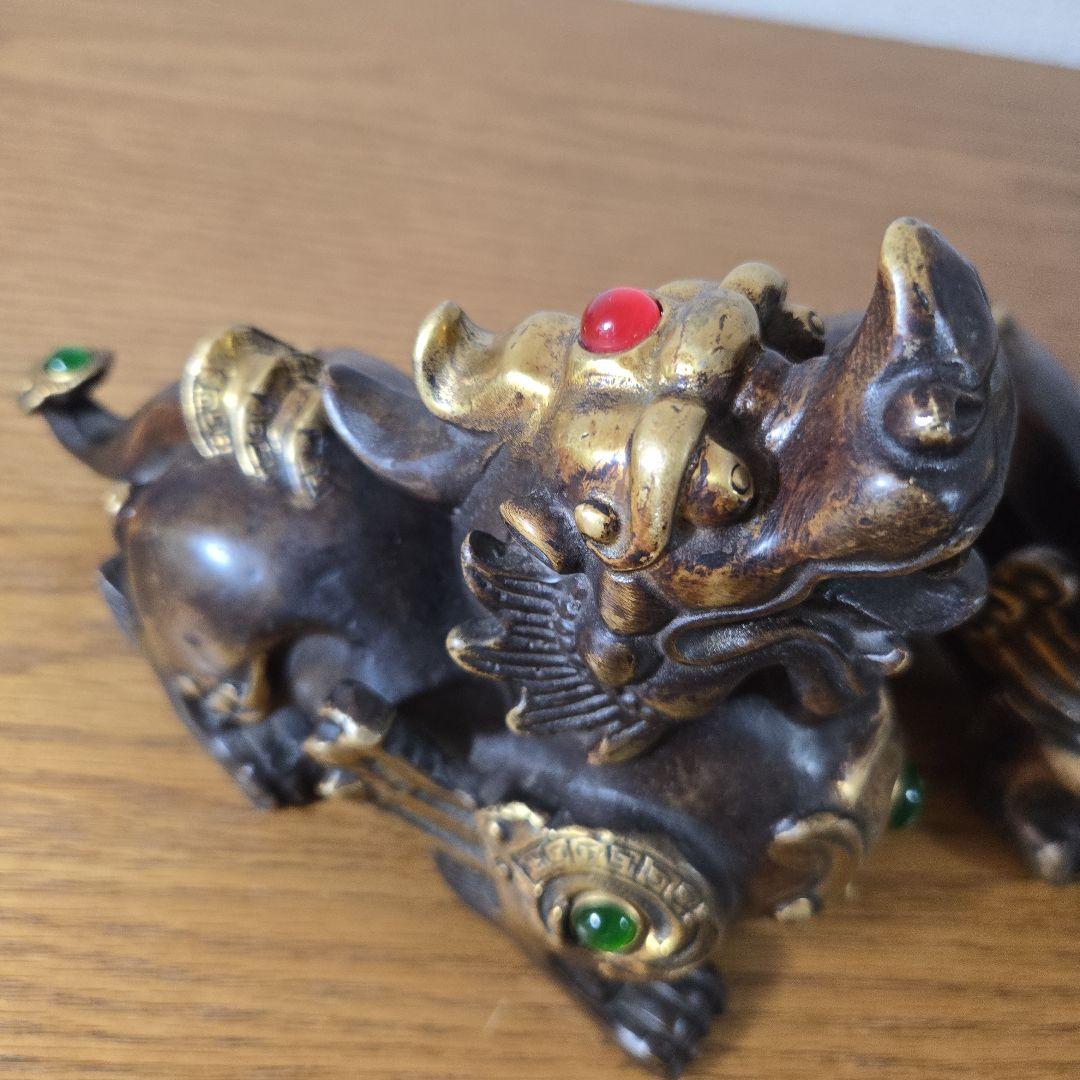 シーサー 獅子 狛犬 置物 真鍮製（2体セット）最終値下げ