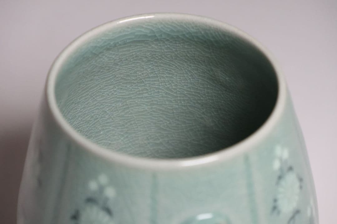 池順鐸 高麗青磁象嵌 蓮菊文 麦酒杯 キリンビアマグコレクション CM176