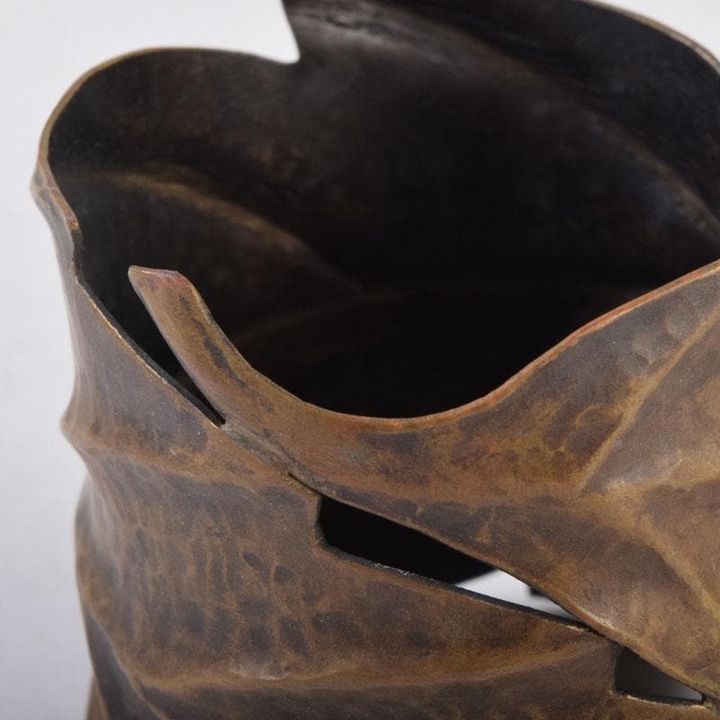 茶道具　古銅槌出　葉形　蓋置　時代箱　V　8546