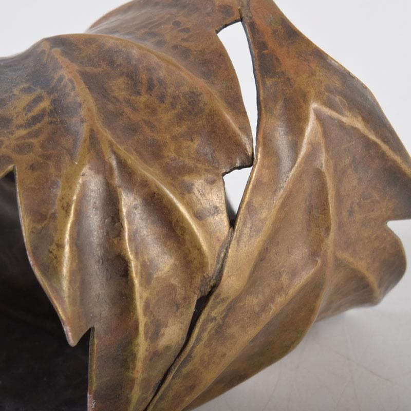 茶道具　古銅槌出　葉形　蓋置　時代箱　V　8546