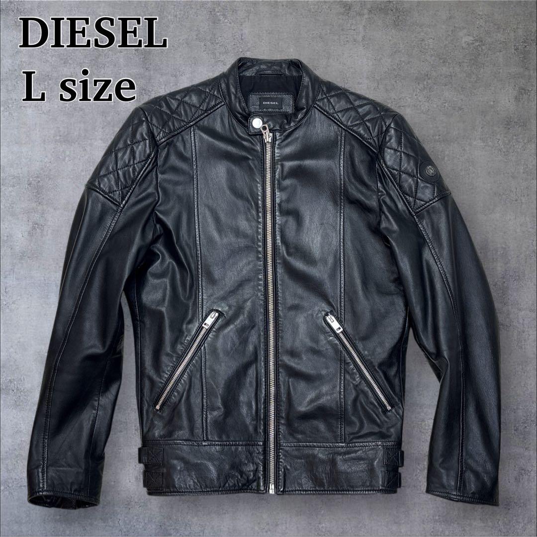 【美品】DIESEL ラムレザージャケット シングルライダース キルティング
