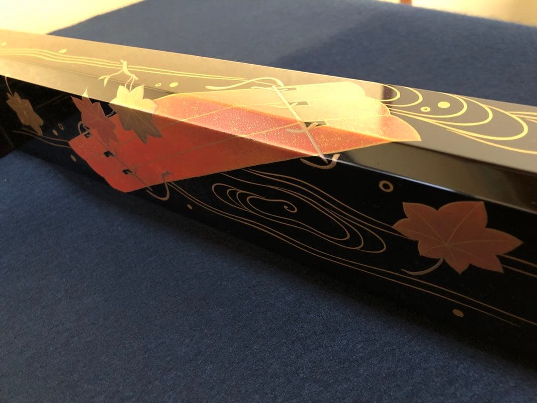 《R》茶道具 花筏蒔絵 黒炉縁 花押 塗師 萬斎 共箱 251208お4