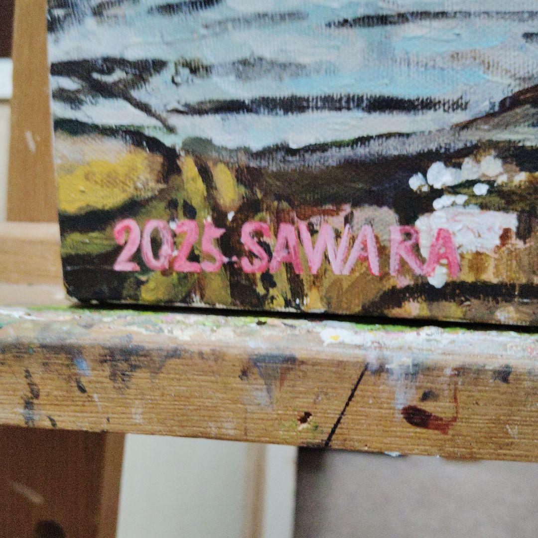 絵画、雪の4匹の温泉猿、F6号アクリル画、佐原聖春