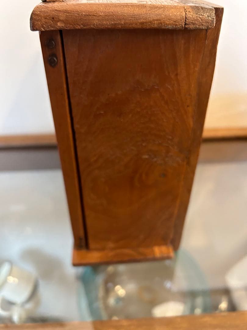 ヴィンテージ　木製ガラス扉収納ボックス アンティーク