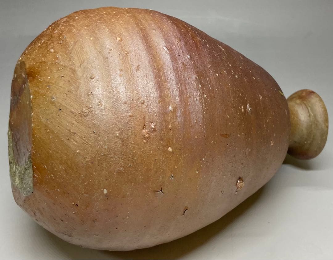 金重愫　備前徳利一輪花入　円山窯　備前焼　四方桟共箱　b116