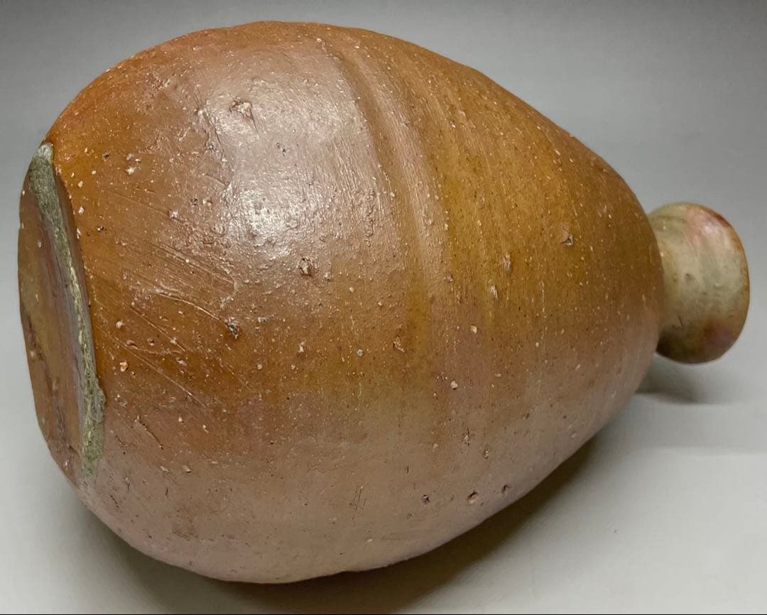 金重愫　備前徳利一輪花入　円山窯　備前焼　四方桟共箱　b116