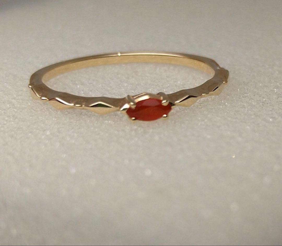 美品 ノジェス K10 カーネリアンリング 天然石 ゴールドリング