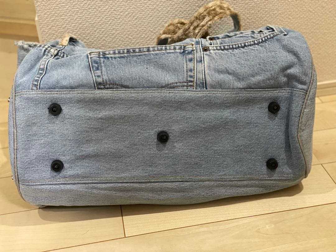 ルシアンエサヨ　デニムペットキャリーバッグLインナーファー付き