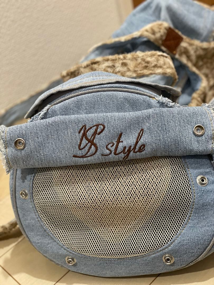 ルシアンエサヨ　デニムペットキャリーバッグLインナーファー付き