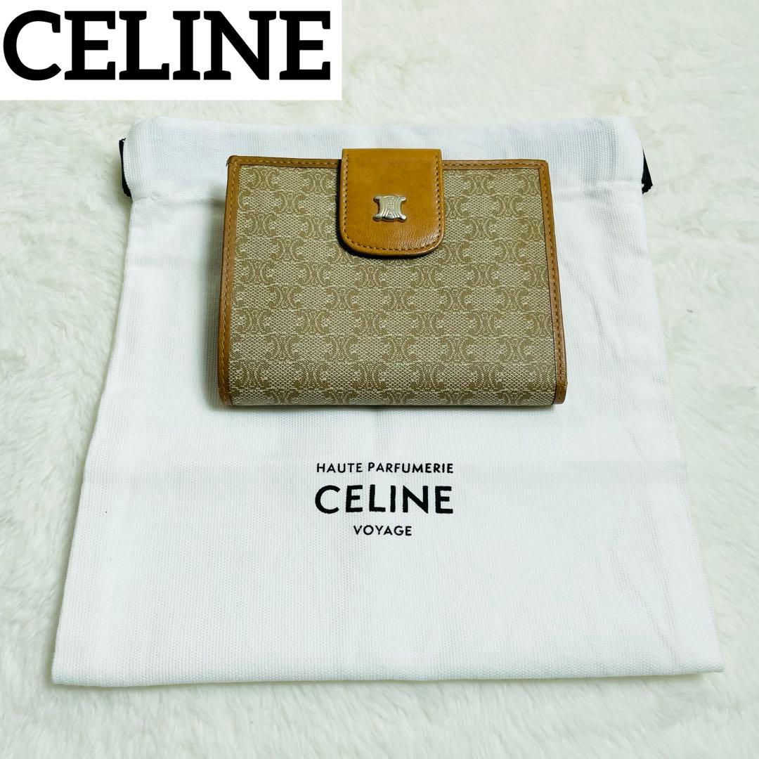 美品CELINE オールドセリーヌ 折り財布 トリオンフ マカダム　希少　がま口