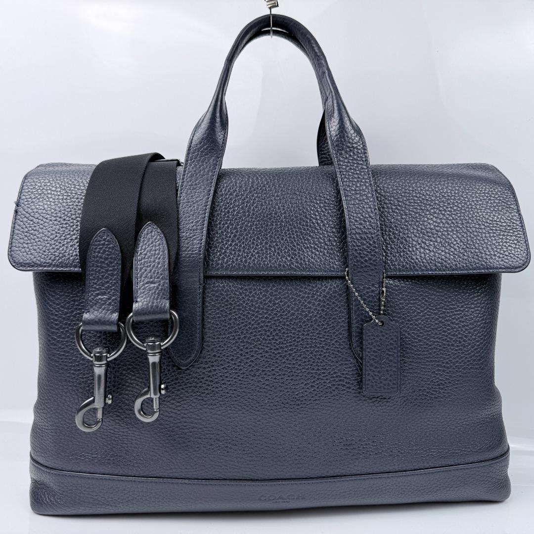 美品✨コーチ coach ビジネスバッグ ハミルトン 2way シボ革 紺