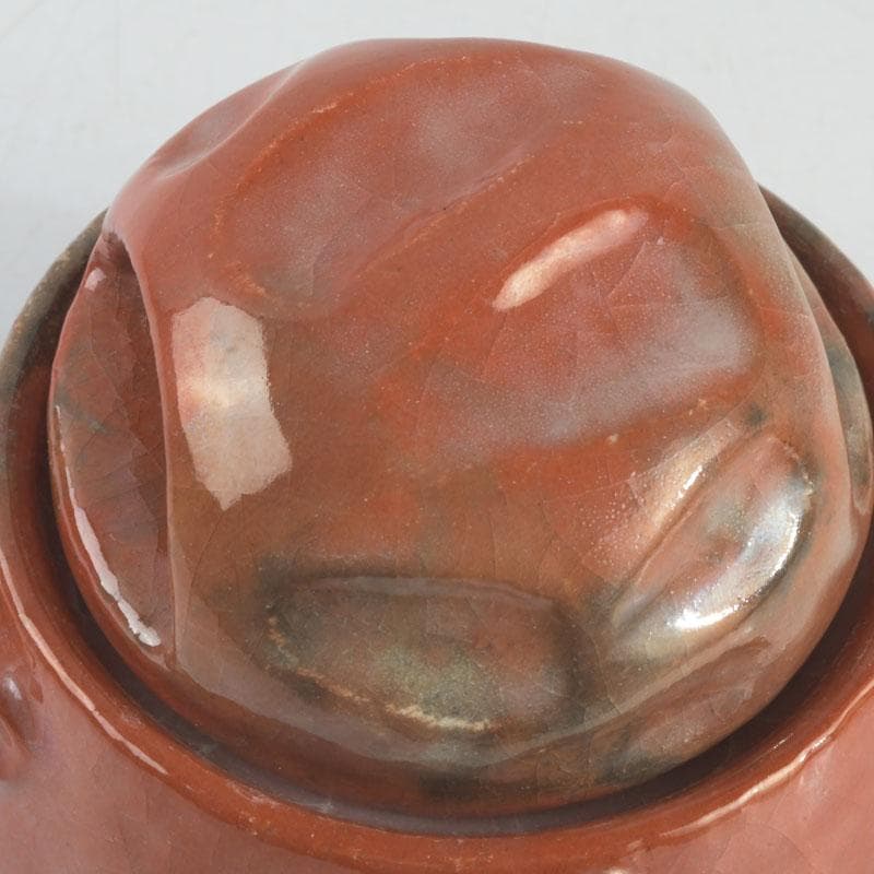 茶道具　川崎和楽造　赤楽　大渡茶入　共箱　V　9461