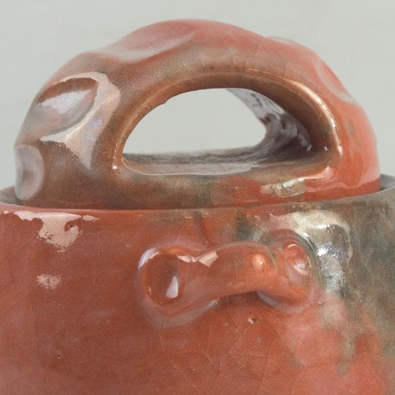 茶道具　川崎和楽造　赤楽　大渡茶入　共箱　V　9461