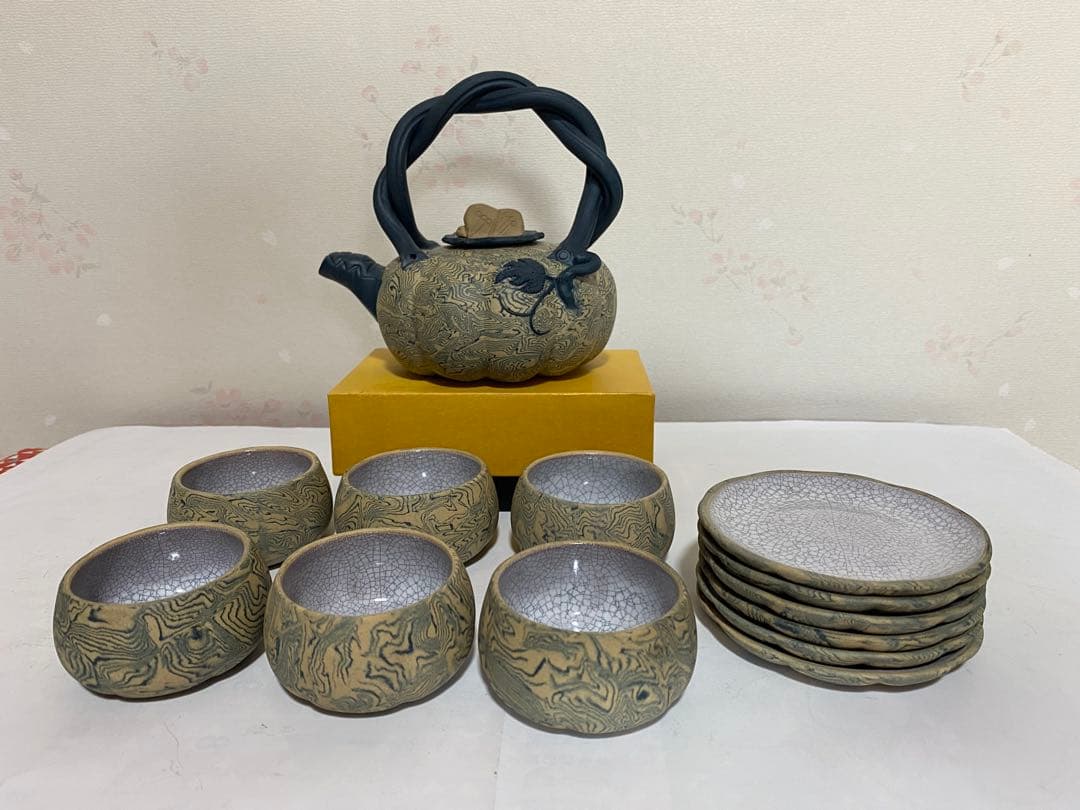 ♦中国 宜興窯 紫砂 貼花文様 茶壺 茶道具 煎茶道具１式 未使用 美品 骨董品