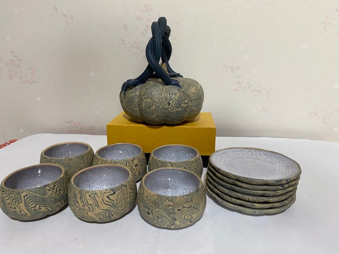 ♦中国 宜興窯 紫砂 貼花文様 茶壺 茶道具 煎茶道具１式 未使用 美品 骨董品