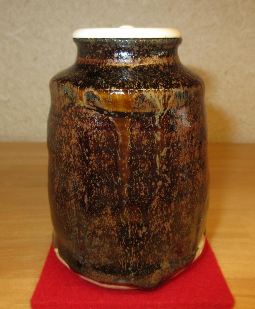 送料込【逢絢亭】茶道具 茶入 美濃焼 瀬戸 肩衝形 仕覆２点 加藤芳右衛門 共箱