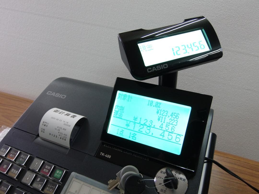 設定無料 飲食向　CASIO TK-400 レジスター 72タッチ　250823