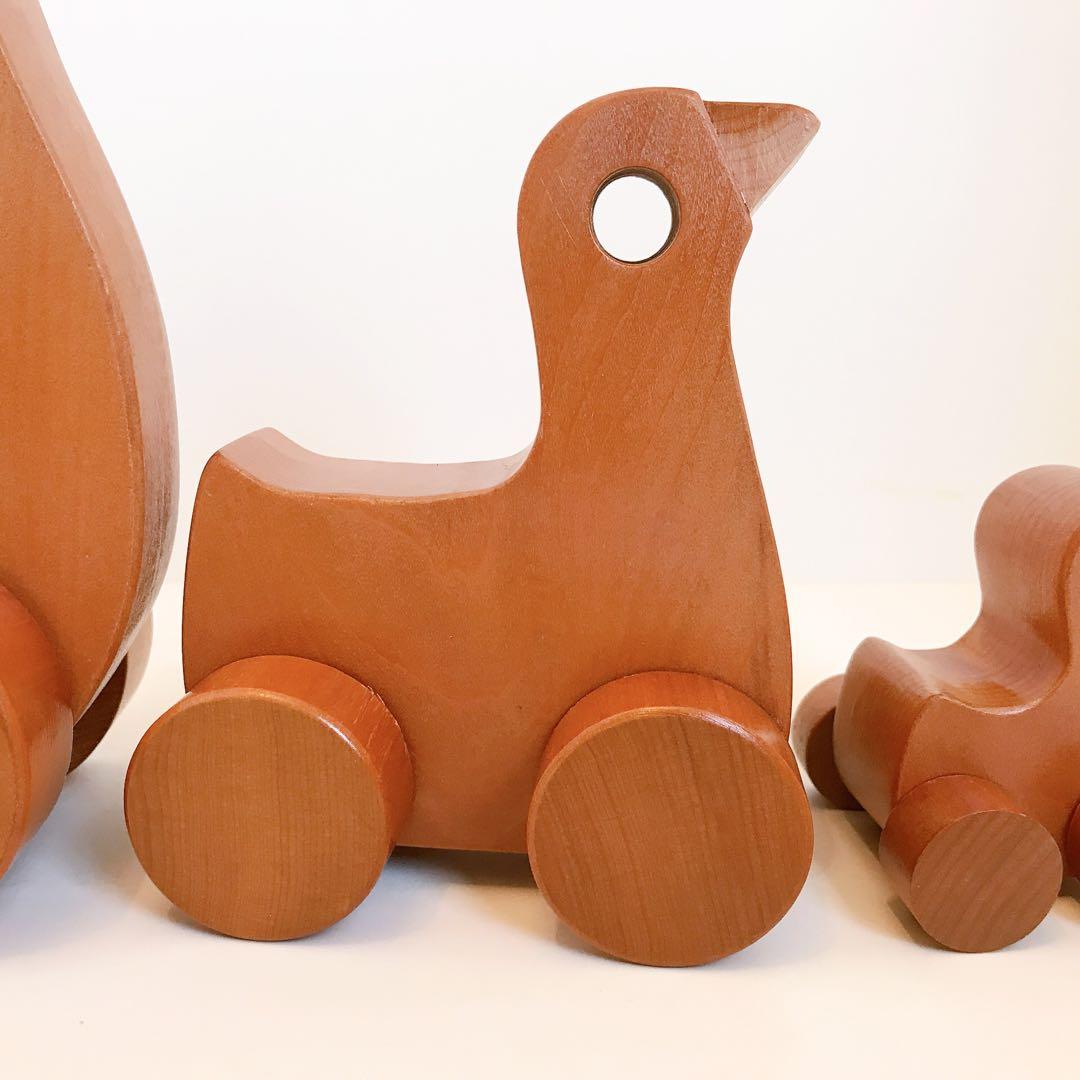 寺内定夫のおもちゃ　おんぶぐるま　とり　木のおもちゃ　希少　当時もの