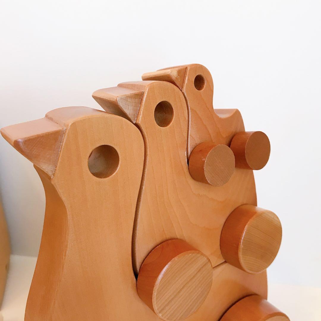 寺内定夫のおもちゃ　おんぶぐるま　とり　木のおもちゃ　希少　当時もの