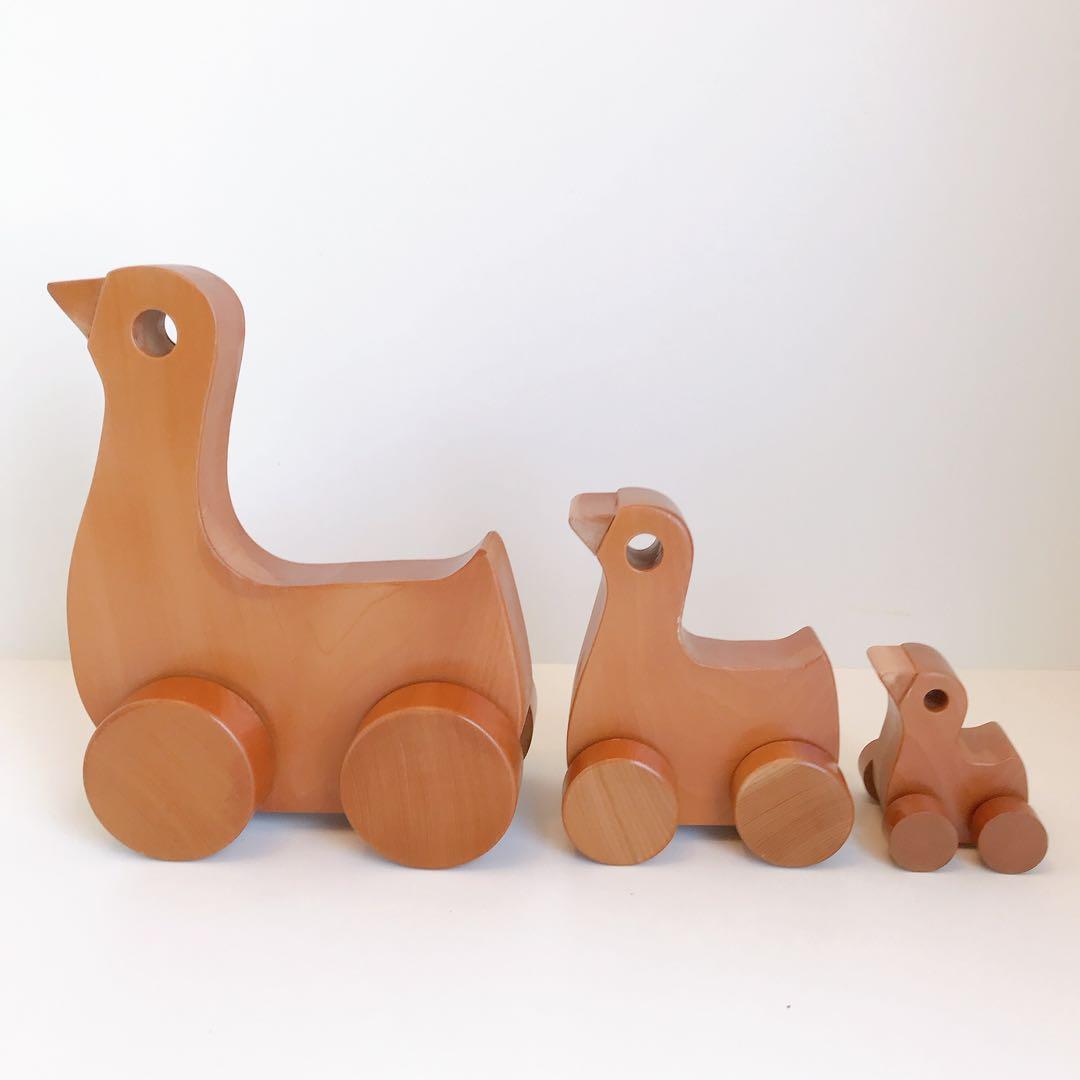 寺内定夫のおもちゃ　おんぶぐるま　とり　木のおもちゃ　希少　当時もの