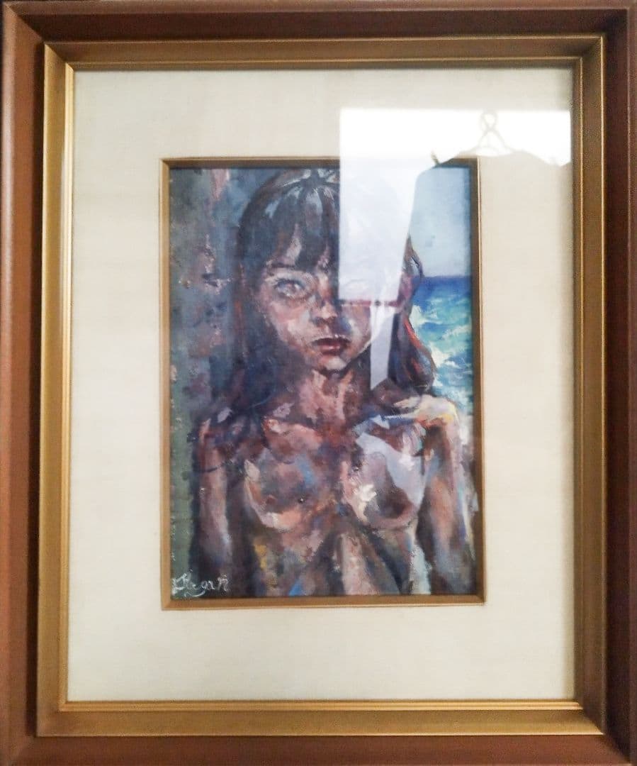 『汀に透くる浄衣』 F4油彩画 原画 一点物 開運 幸運アート