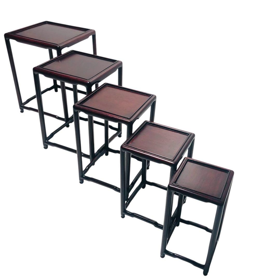 【唐木家具】飾台5連　盆栽高台　花台 香炉台