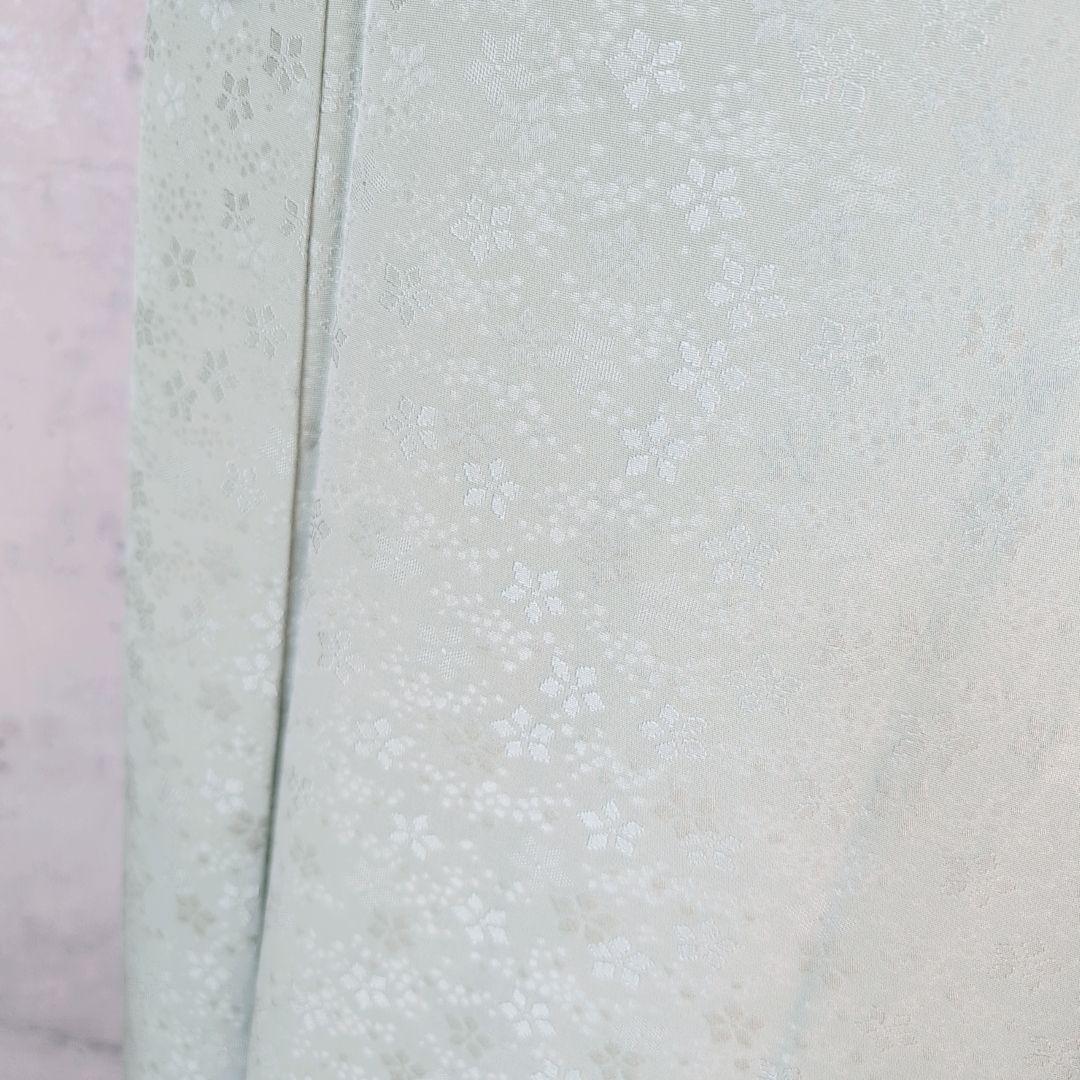 色無地　着物　フルセット　正絹　地紋豪華花　緑　パステルグリーン　爽やか　E1