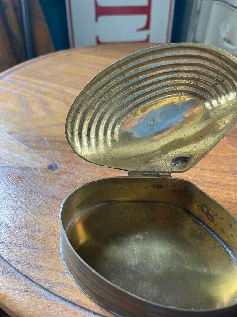 アンティーク　シェル形　真鍮　ジュエリー　アクセサリー　ロザリオ　ボックス　入れ